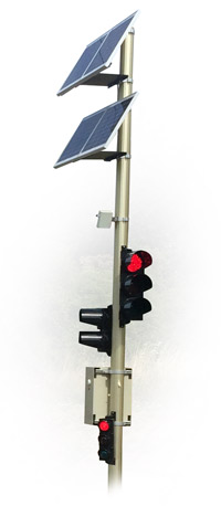 Bi-directional stop-light - with pedestrian movement control -